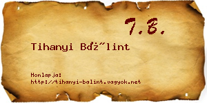 Tihanyi Bálint névjegykártya